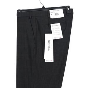 Calvin Klein Men's Slim-Fit Infinite Stretch Dress Pant Charcoal Plaid 36x30 NWT